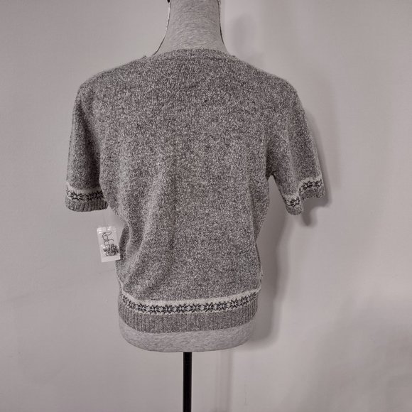 NWT Rafaella Gray Fairisles Short Sleeve Sweater Size M - Picture 3 of 6